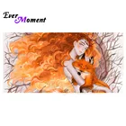 Когда-нибудь момент алмазов картина с длинными волосами для девочек изображение лисы из Стразы мозаика полная квадратная дрель Алмазная вышивка Декор S2F2132