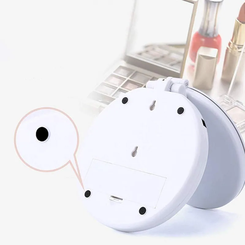 Двухстороннее складное зеркало для макияжа с подсветкой и увеличением 1X/5X легкое