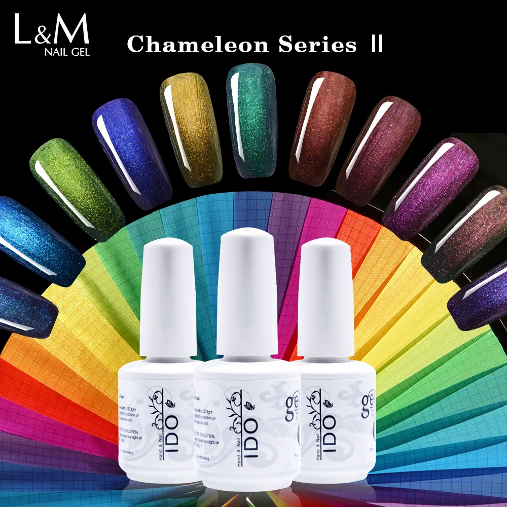 

3 Pcs Lot IDO Gelpolish 15ml New Arrival Chameleon Series Gel Gorgeous Color Nail Gel Polish Vernis Semi Permanent Top Coat Base