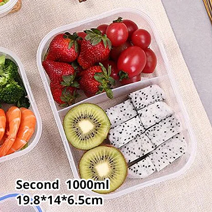 Second 1000ml Кухонный пластиковый контейнер для хранения еды для пикника, экологичный Ланч-бокс для детей, Школьный набор посуды - Цвет: Second 1000ml