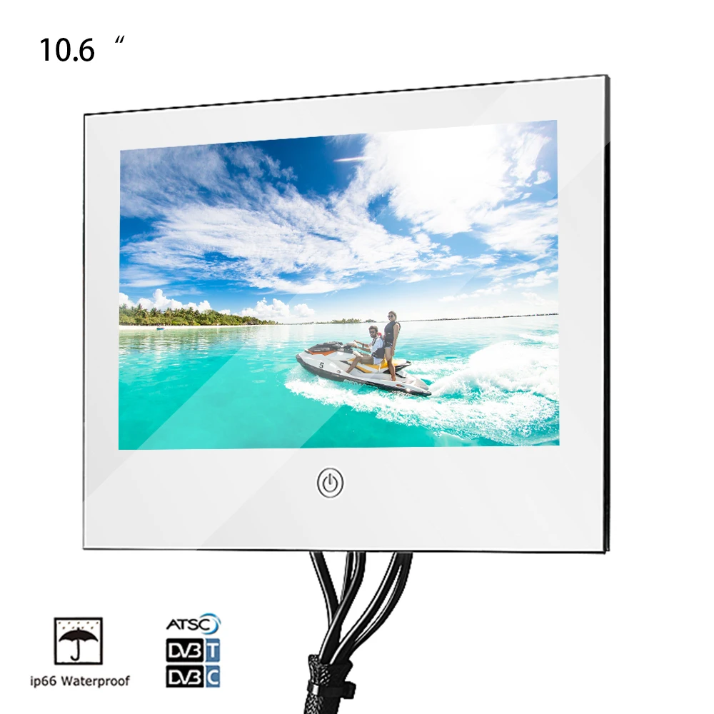 Souria 10,6 дюймов зеркальный стеклянный USB Телевизор для ванной комнаты IP66 водонепроницаемый светодиодный роскошный маленький экран ТВ для отеля