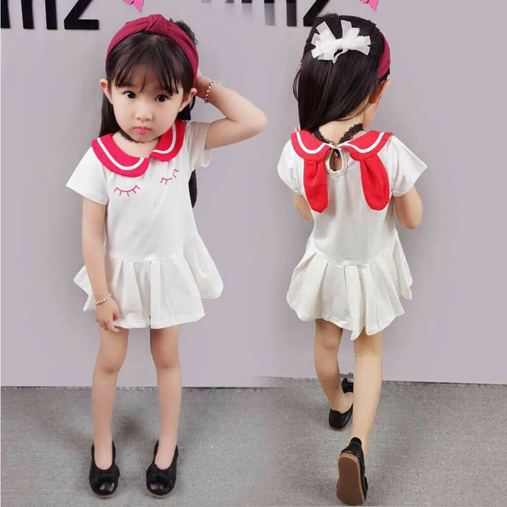 Newborn Infant Toddler Cute Baby Girls 2019 New Summer White Casual Dress Bow-Knot Party Princess Tutu Clothes | Детская одежда и