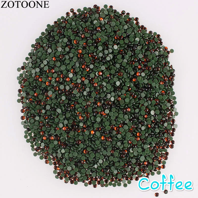 ZOTOONE SS6 SS16 цветные стразы с плоским основанием для рукоделия, пришивные стразы, аксессуары для отделки, аппликация C - Цвет: Coffee