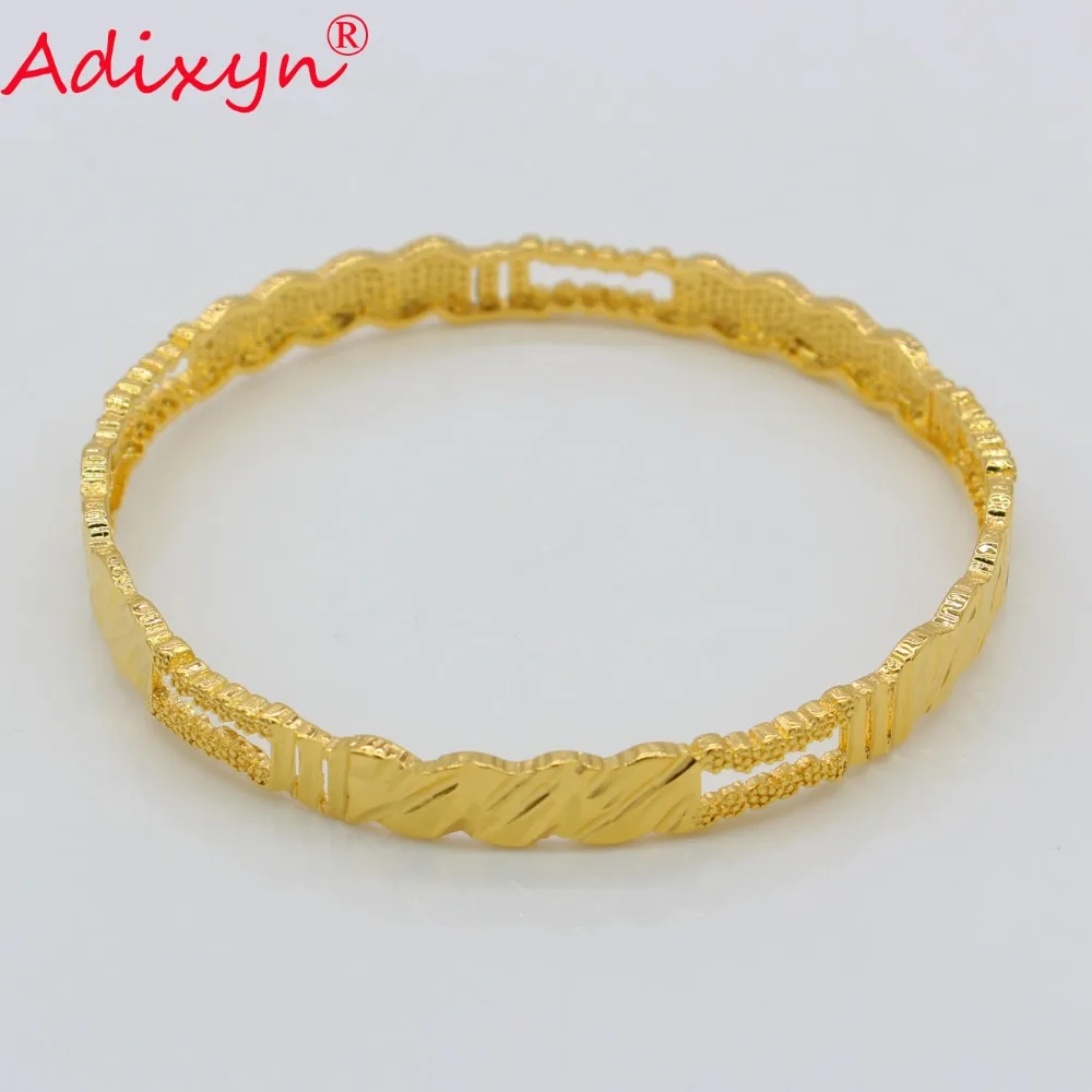 Adixyn 2 шт./лот неоткрывающийся браслет Дубая для женщин/девушек золотой цвет