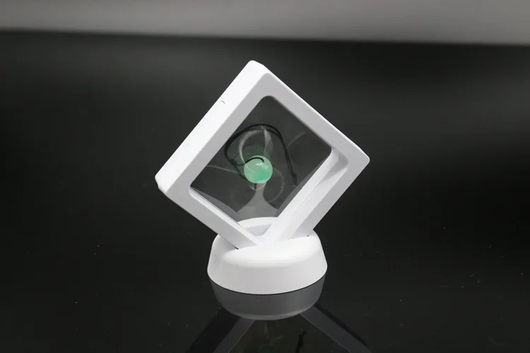 white and base PET мембранное Ювелирное кольцо подвеска Дисплей Стенд держатель Bague упаковочная коробка защита ювелирных изделий и камней плавающий презентационный чехол - Цвет: white and base