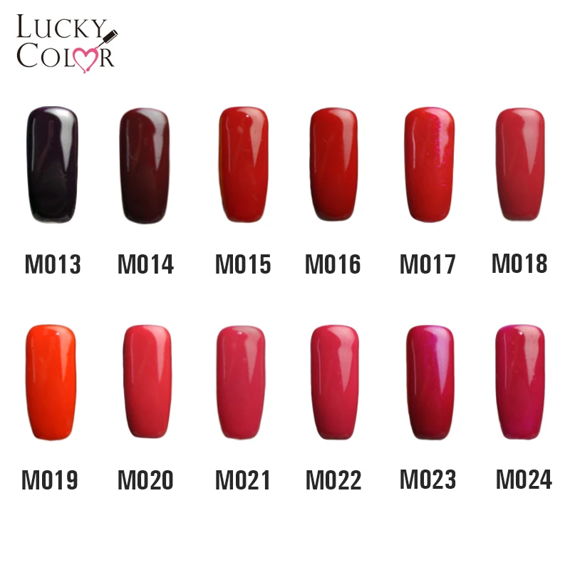 Lucky color, 12 цветов, чистый красный Гель-лак для ногтей, высокое качество, долговечный, впитывается, УФ светодиодный для маникюра ногтей, инструменты, 10 мл