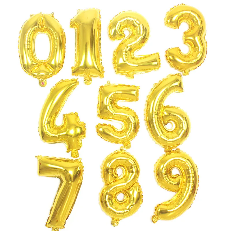 16in shiny GD numbe 16 дюймов 0 1 2 3 4 Золотой/Серебряный номер фольги воздушный шарик на день рождения ребенка вечерние краски по номеру для украшения детского душа поставки Globo - Цвет: 16in shiny GD numbe