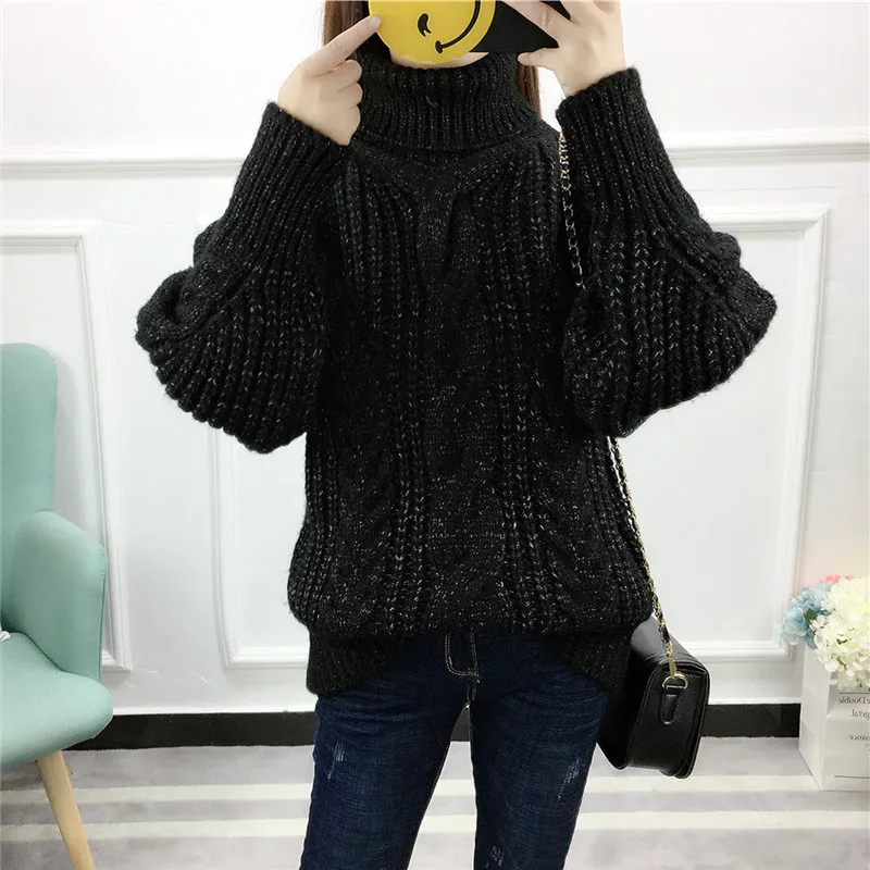 Женский однотонный крученый реглан свитер Корейская крупная вязка джемпер милый