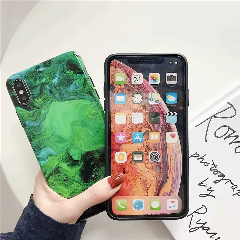 DISCASE модный Psychedelic Зеленый Мраморный чехол для телефона iphone XS MAX XR X 8 7 6 6s plus