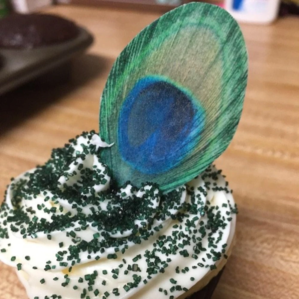 Съедобные перышки павлина предварительно вырезанные вафли для кексов красивые