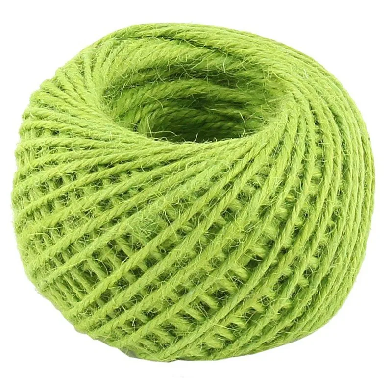 Apple Green 50 метров натуральная Мешковина гессиан джутовый шнур-шпагат пеньковая веревка вечерние упаковка для свадебного подарка кордная нить DIY Скрапбукинг Ремесло деко - Цвет: Apple Green