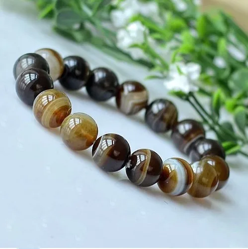 Желтый Камень Бусы Браслеты натуральные камни эластичная линия браслет мужские