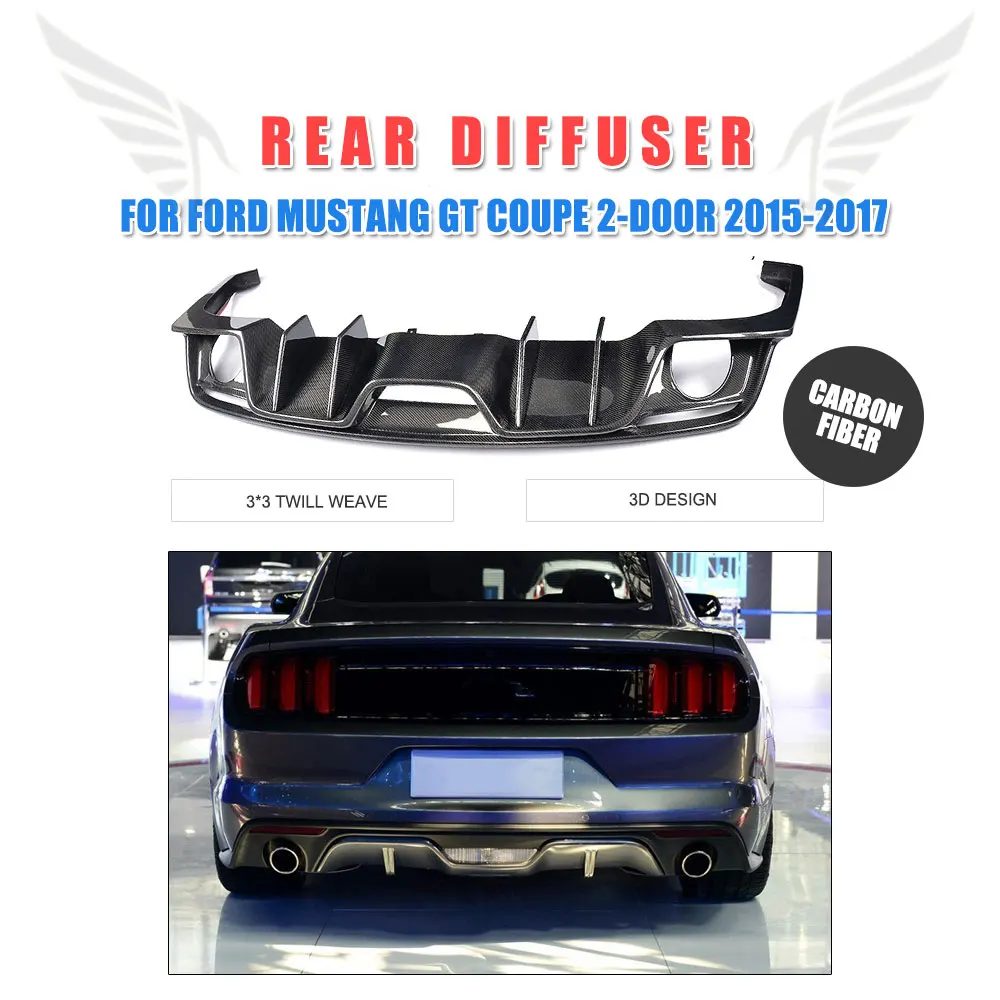 Задний бампер Выпускной диффузор для губ из углеродного волокна Ford Mustang