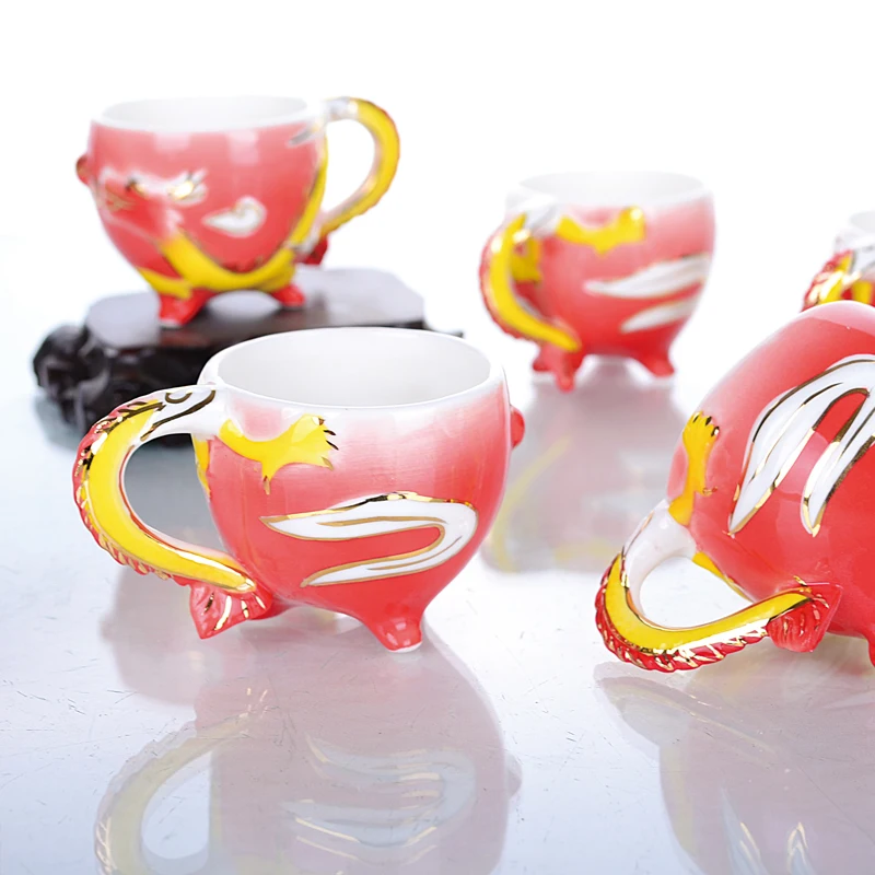 Керамика Эмаль Дракон 8 шт./компл. дома посуда для напитков чайный горшок чашка
