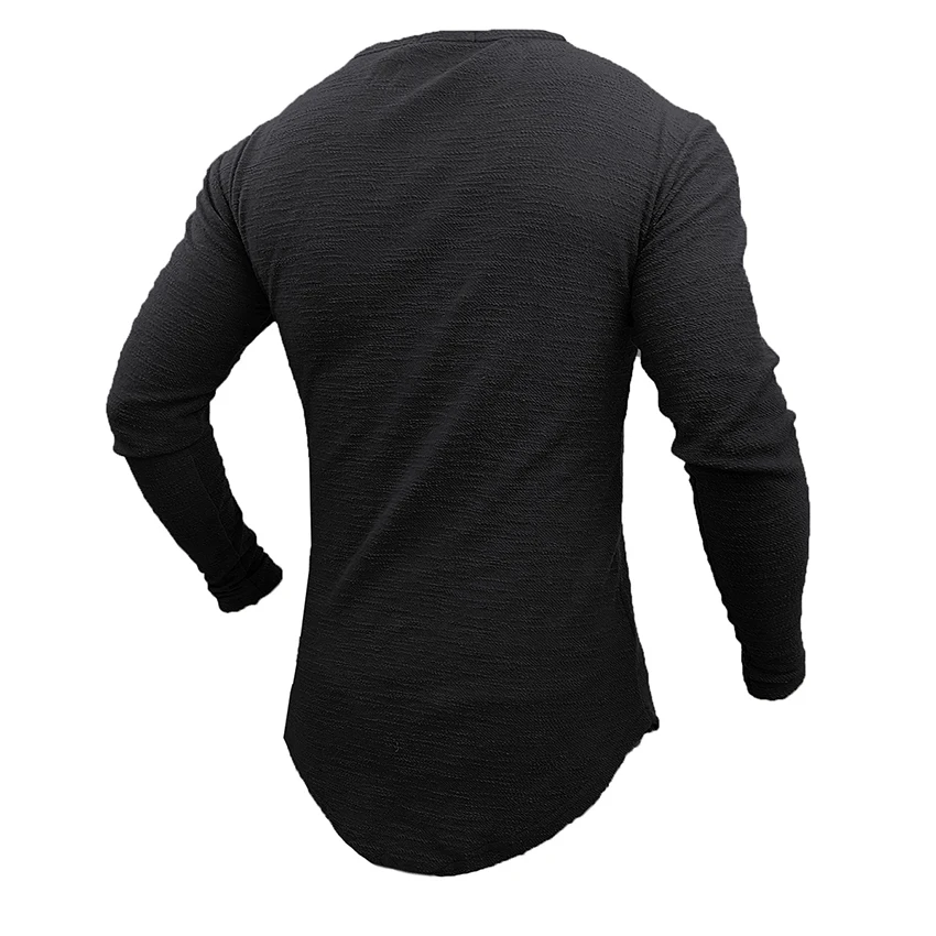 

Men's Stylish T Shirt Long Sleeve SWAG Hipster Curve Hem Solid T-Shirt Fit Slim Streetwear T Shirt Male Hip Hop Tee Clothing