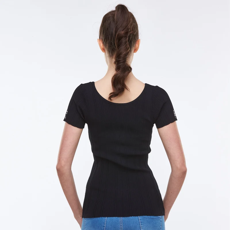 GLO-STORY группа женский свитер 2018 Новое ПОСТУПЛЕНИЕ ЛЕТНИЙ вязаный черного цвета с