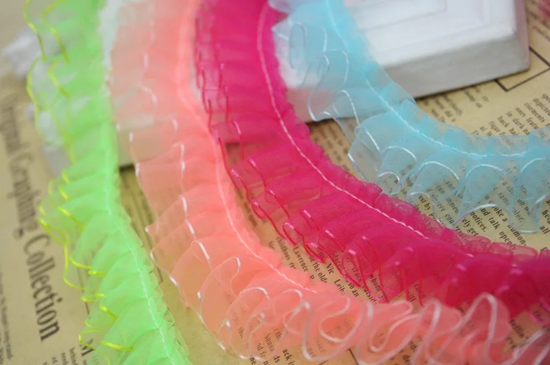 60 ярдов, 2,5 см, 1 дюйм, разноцветные нерастягивающиеся цветные двухслойные кружевные многоцветные кружевные аксессуары для одежды