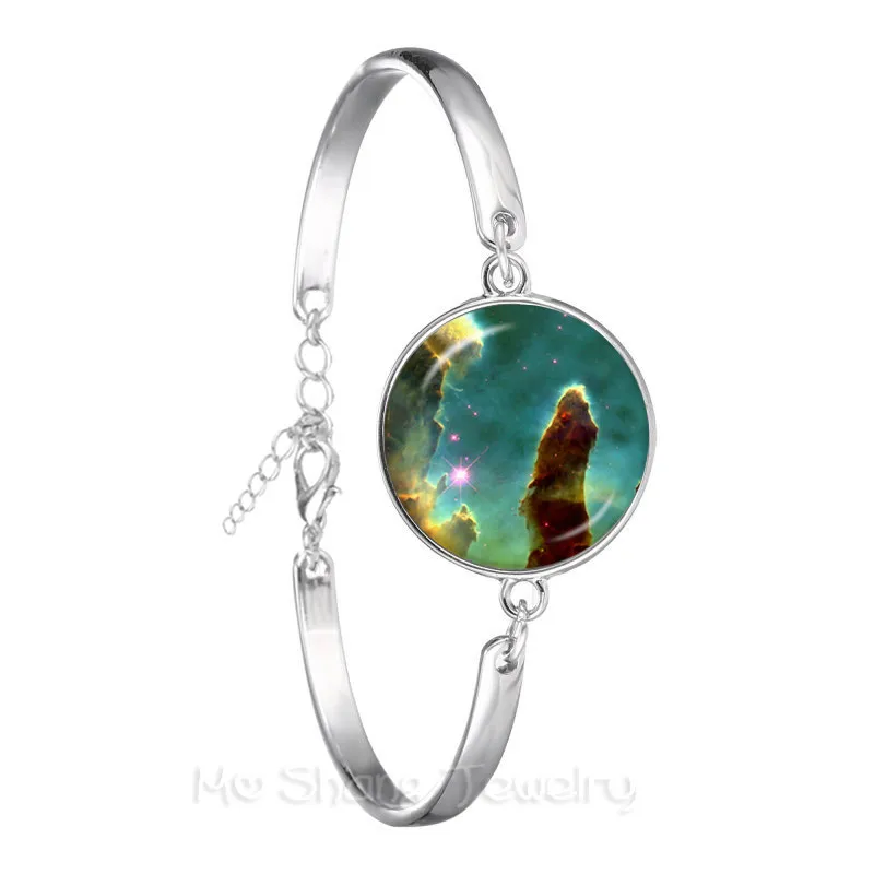 2018 New Fashion Galaxy Bracelet Men Women Universe Outer Space Nebula Charms Silver Plated Bangle Best Gift | Украшения и