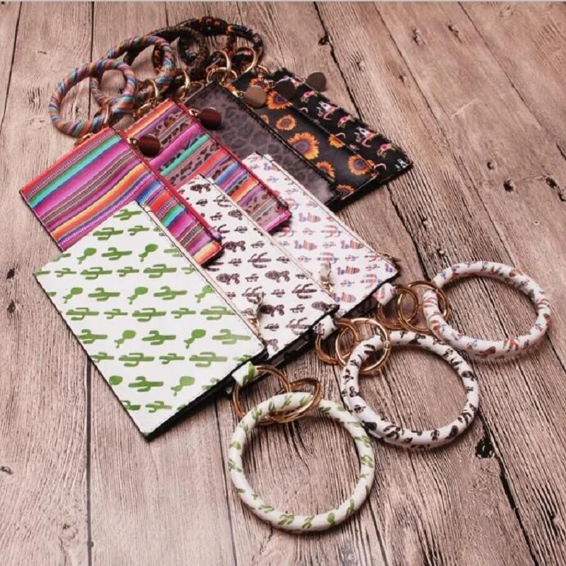 Женский веганский кошелек из ПУ искусственной кожи и для браслета брелока с принтом леопарда кактуса подсолнечника Повседневный Конверт Кошелек DOM1091299