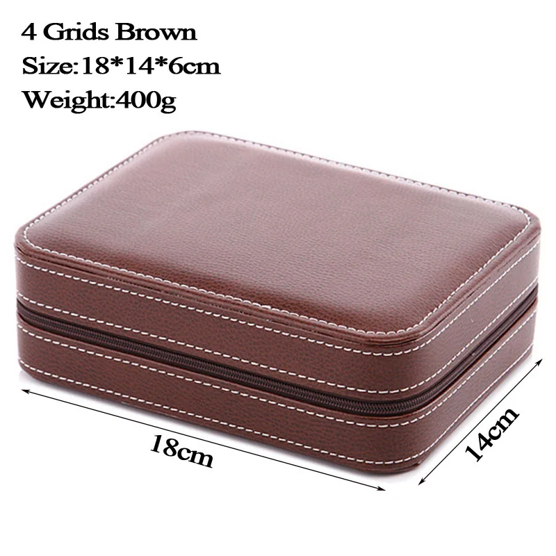 4 Grids Brown Роскошные 2 сетки 4 сетки кожаный ящик для часов на молнии стиль для удобного хранения ювелирных изделий для хранения часов коллекционные Чехлы Органайзер коробка - Цвет: 4 Grids Brown
