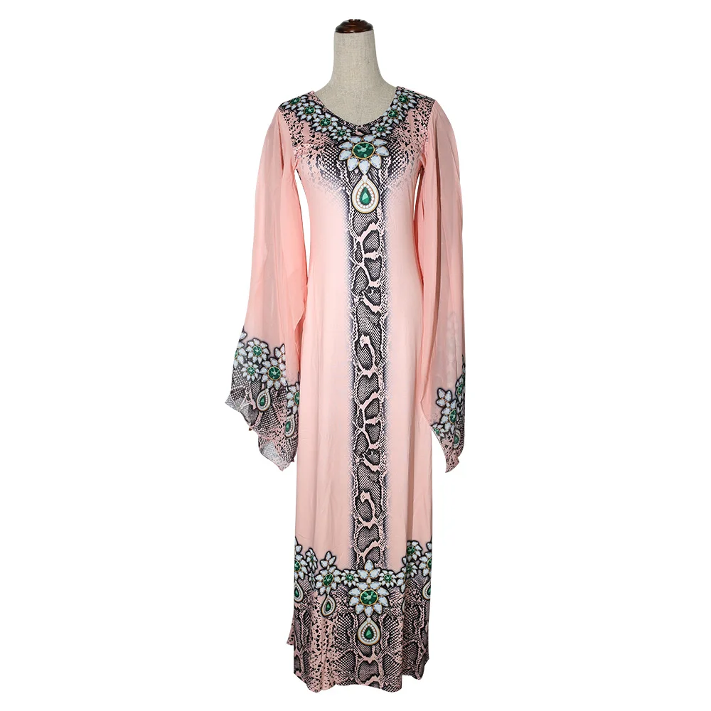 Африканская одежда платья для женщин Новое Африканское Дашики Базен riche robe africaine femme Длинное свободное Макси платье элегантное платье - Цвет: Pink