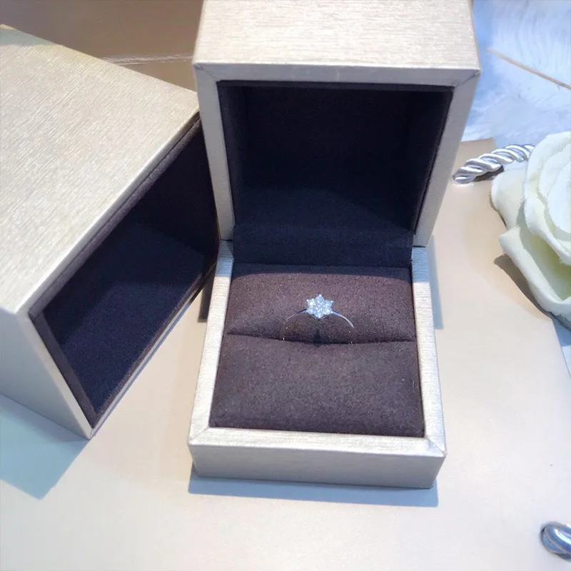 Кольцо с натуральным бриллиантом 18K золото чистое красивое кольцо драгоценными