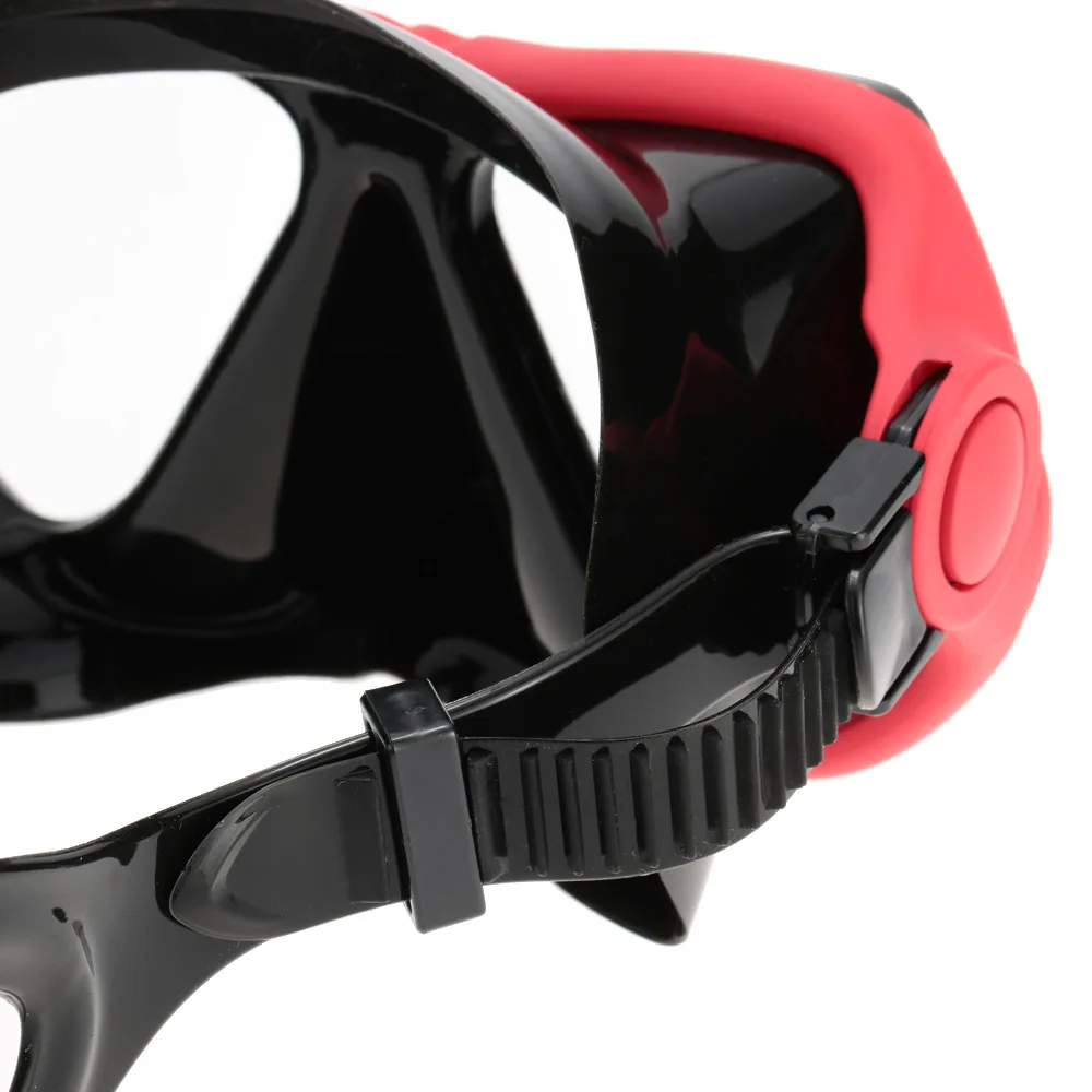 Красный Женщин трубка маска Закаленное стекло две линзы дайвинг macka