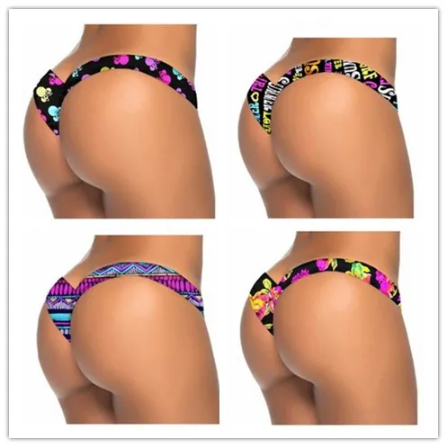 

Sexy Cute Printing 6 Color Brazilian Style Miniature Thong Underwear Mini Micro Partywear Costumes trunk Panties Porno Lingerie