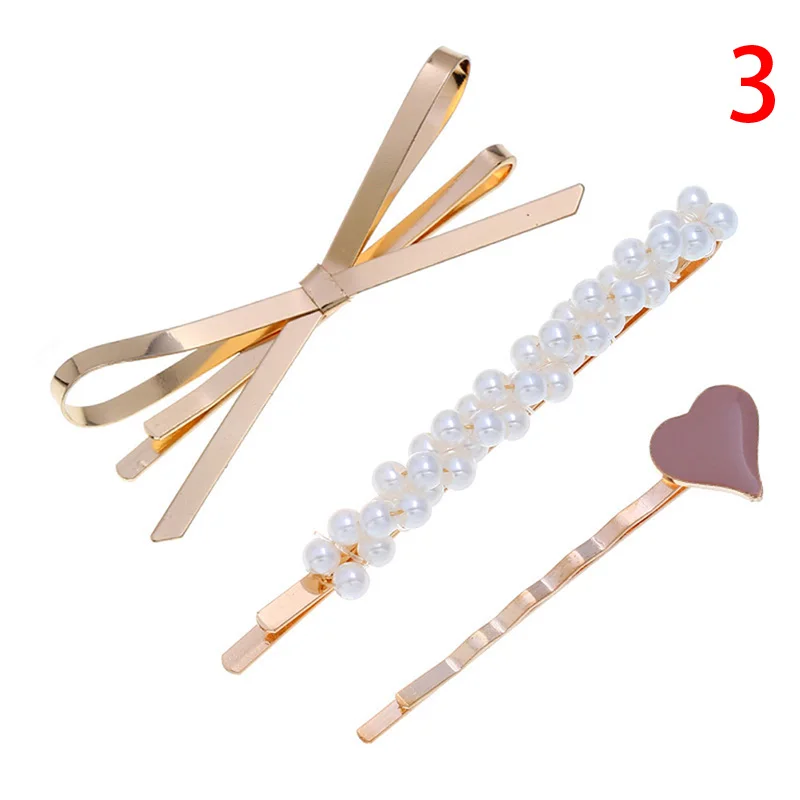 3 шт./компл. металлический бант жемчужные заколки для волос женские с сердцем