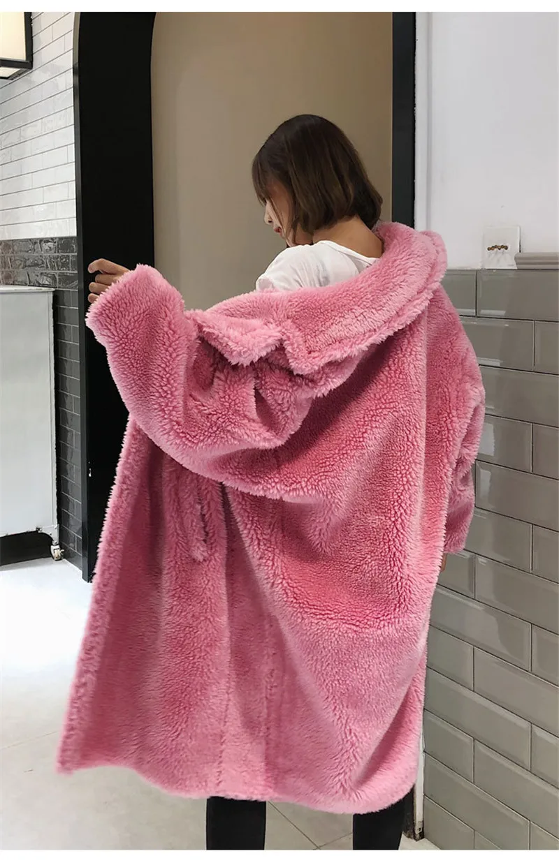 Женское пальто из искусственного меха, Зимняя Толстая теплая куртка из меха ягненка, плюс размер, женское шерстяные пальто, повседневные топы, длинные меховые пальто N269