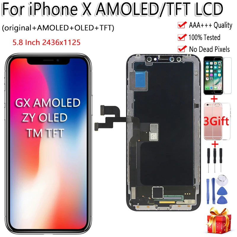 Черный ZY OLED для iPhone X ЖК дисплей сенсорный экран Tianma TFT GX дигитайзер сборка