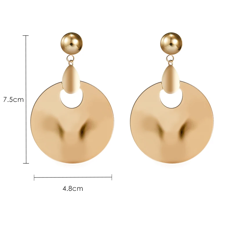 metal texture geometry rounds earrings Europe and the United States tide fashion goddess street shoot smooth irregular jewelry | Украшения