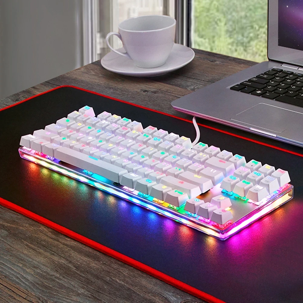 Motospeed K87S USB механическая клавиатура синие переключатели геймерская с RGB