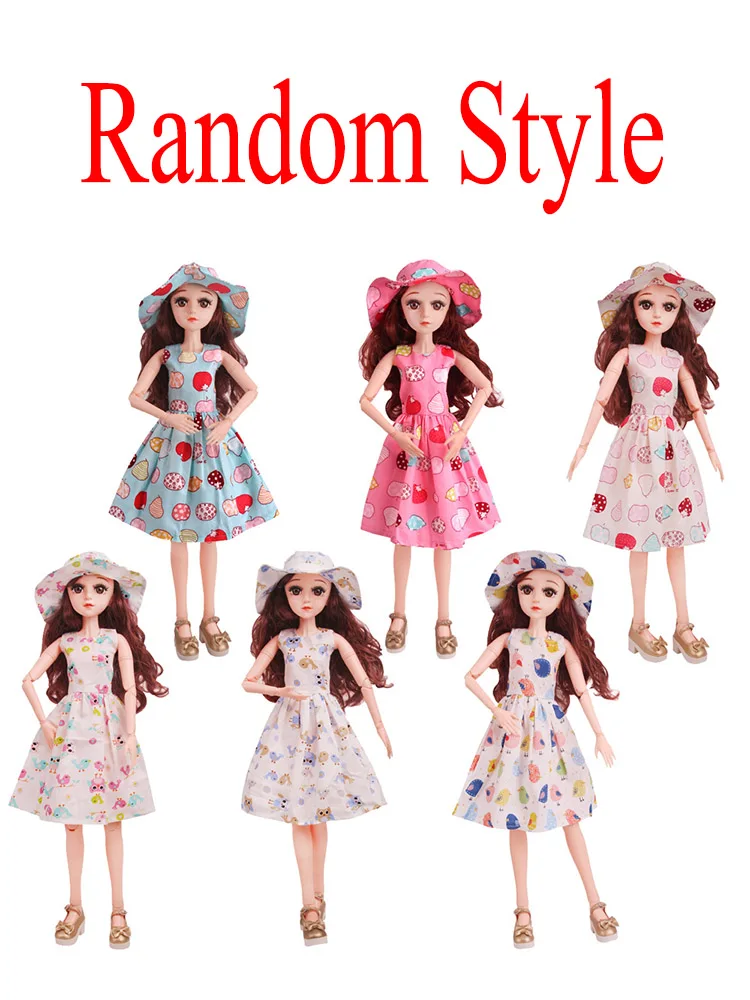 Random Style 1 шт., новое летнее платье, Одежда для кукол, аксессуары 60 см, BJD куклы, одежда, модное длинное платье с шапкой, аксессуары, игрушки для девочек - Цвет: Random Style