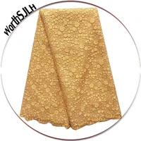 new arrivals beaded guipure lace fabric swiss yellow gold weddings tulle net african lace fabric 2020 high quality 5 yard