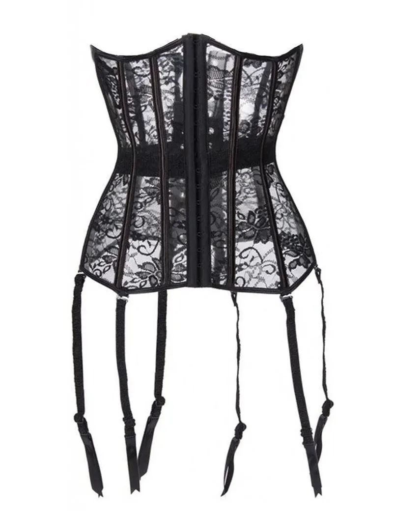 Hot Sexy Corselet Latex Waist Corsets Cincher Women Black Floral Lace Underbust Corset Bustier Gothic Clothing |