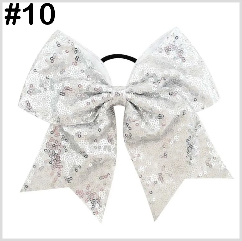 free shipping 10pcs 8'' Inch Bling Sparkly Glitter Sequins Pigtail Bows For Girls Large Cheerleader Hair Ponytail Holder |