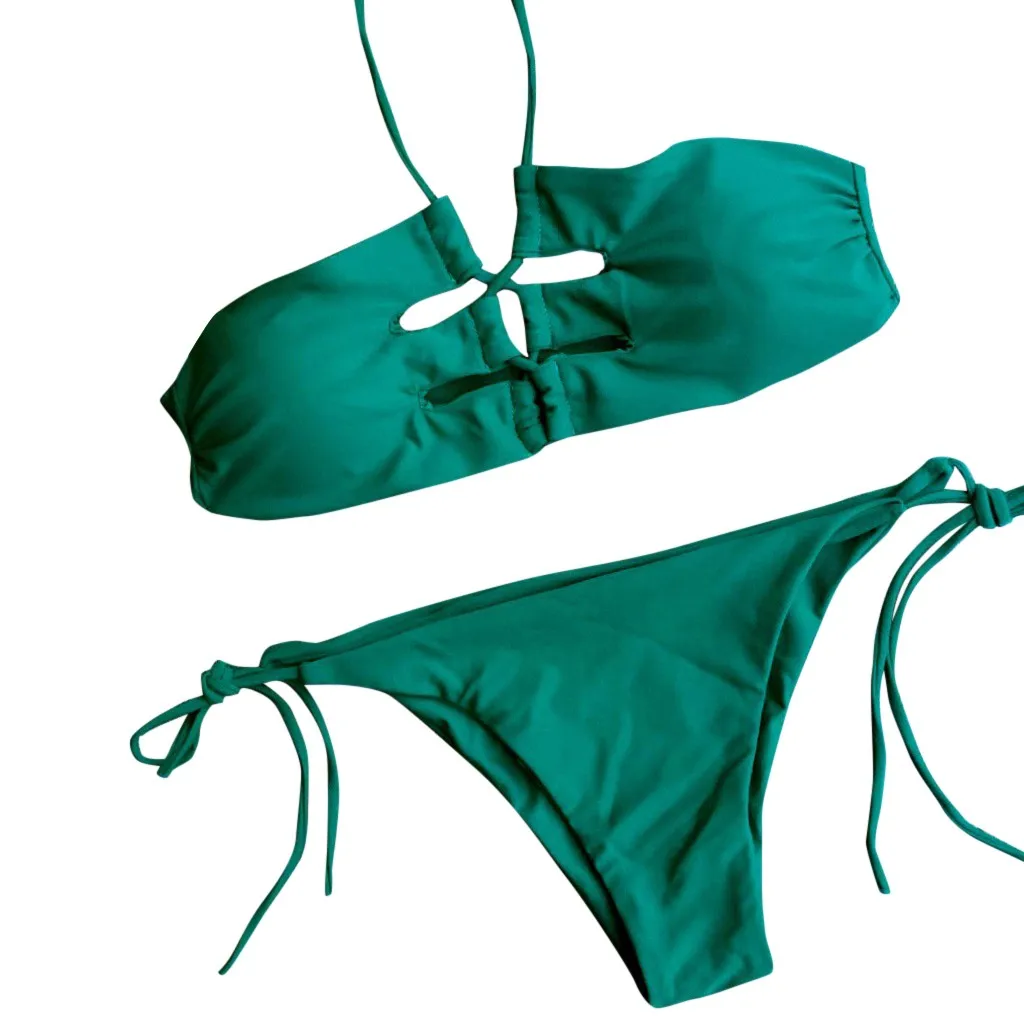 Модный женский Одноцветный зеленый перекрестный бандаж сексуальные мини