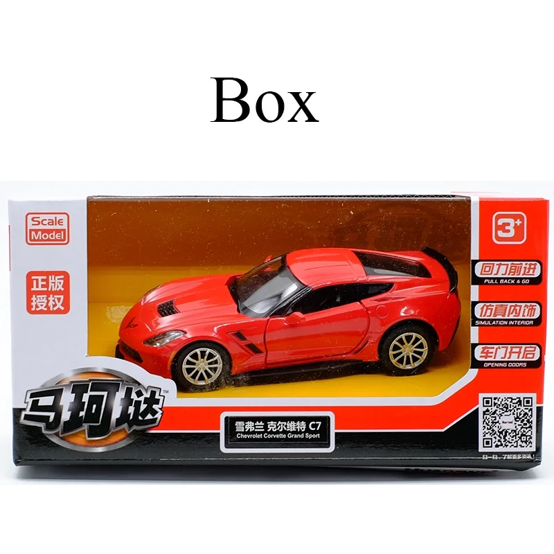 Red(box) RMZ CITY 1:36 Corvette Grand Sport C7 спортивный автомобиль литая под давлением модель автомобиля игрушка с вытягиванием назад для детей подарки коллекция игрушек - Цвет: Red(box)