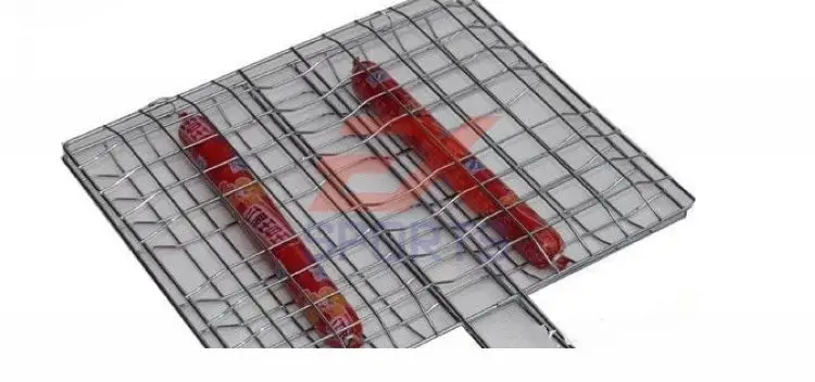 1X Большая сетка для барбекю с электрогальваническим покрытием и деревянной