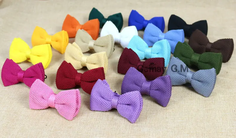 New Men Solid Knitted Bowtie Bow Tie for Mens Pre Tied Adjustable Knit 20 colors Free shipping|tie and belt rack|tietie parts |