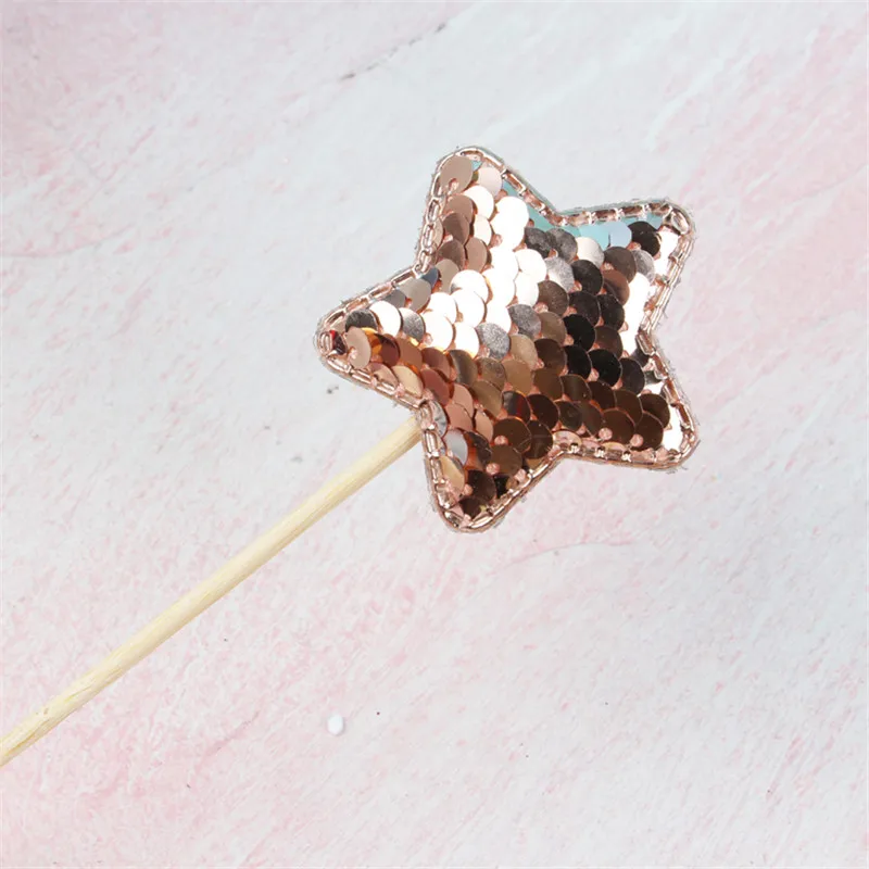 CT-560-Rosegold Звезда Корона Сердца блестками кожа днем украшение для именинного торта на день рождения украшение для праздничного торта Детские флажки для душа - Цвет: CT-560-Rosegold