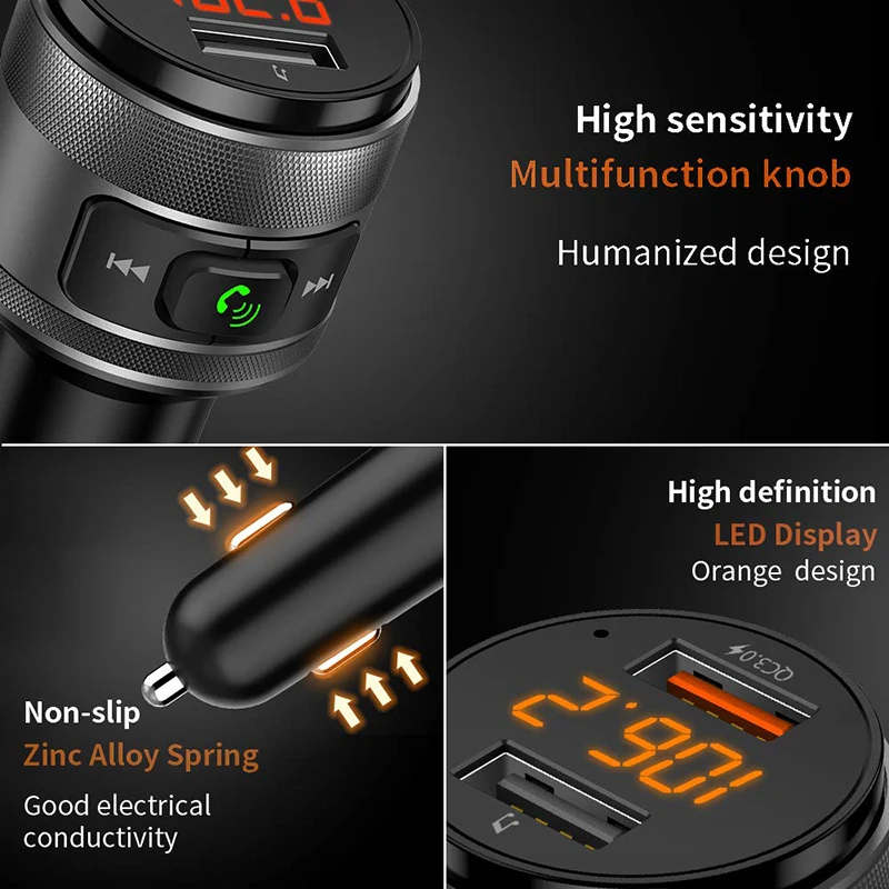 VicTsing Bluetooth fm-передатчик автомобильный QC3.0 5 в 3.4A беспроводной передатчик приемник MP3 музыкальный плеер Автомобильный комплект радио адаптер