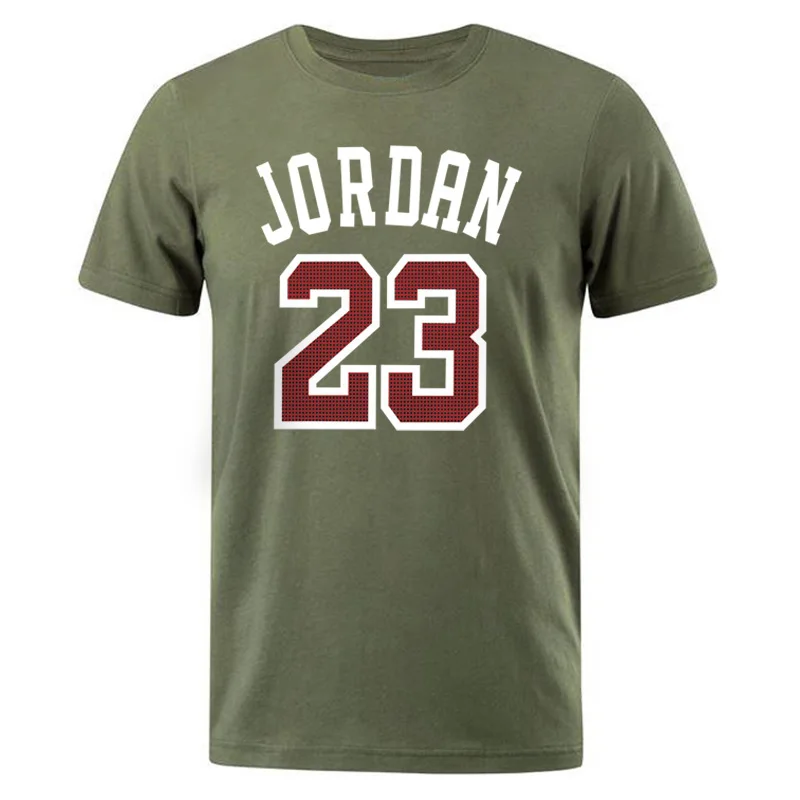 army green 6 Мужские футболки Лето Горячая Распродажа Топ тройник Jordan 23 принт уличная футболка хлопок короткий рукав Футболка Мужская Хип-Хоп Футболка - Цвет: army green 6