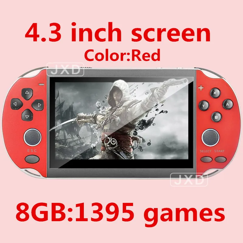 4.3Red 1395 games 4,3 дюймовый двойной джойстик Цветной Ручной игровой консоли встроенный в 7500 игр поддержка fc/gb/gbc/gba/ps1/аркадная игра mp3/4 dv dc - Цвет: 4.3Red 1395 games