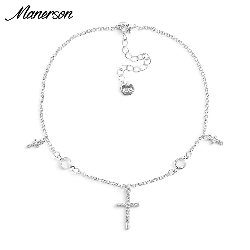 Manerson мода простой колье крест кристалл Подвески Для женщин Boho Популярные в