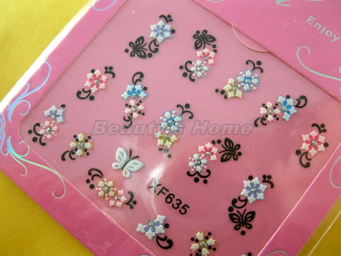5 in 1 nail designs adhesive 3D Nail Stickers decals Art Decoration different pattern Free shipping #1563 | Красота и здоровье