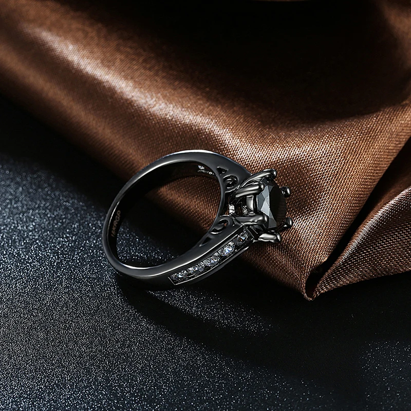 Черный пистолет покрытием Кольца для Для женщин Weding Обручение Jewelry блестящие