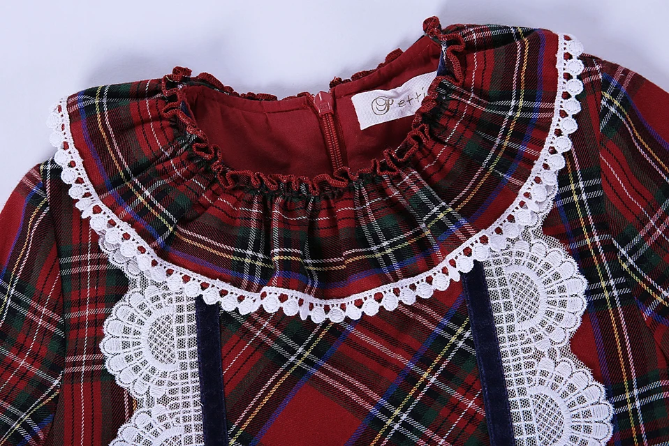 Pettigirl Retro Style Girls Christmas Grid Princess Layered Dresses Boutique Spring/Autumn Clothing G-DMGD007-A119 | Детская одежда и