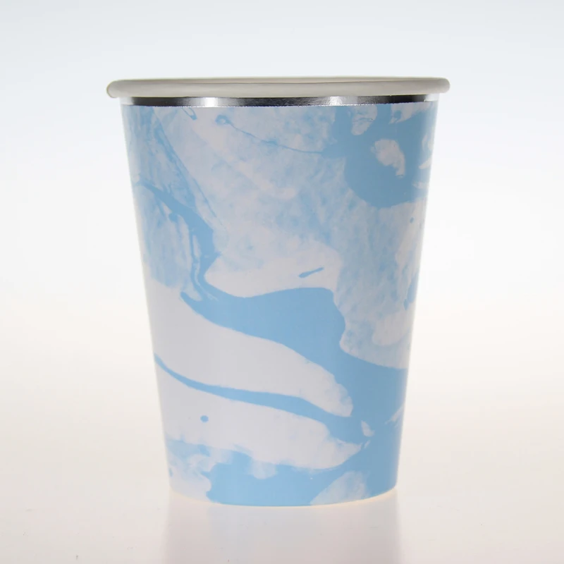 120pcs Mint &amp Blue Stroke Marble Silver Edge Paper Cups Party Treat Guest Drinking Cup for Wedding 1ST Birthday Engagement | Дом и сад